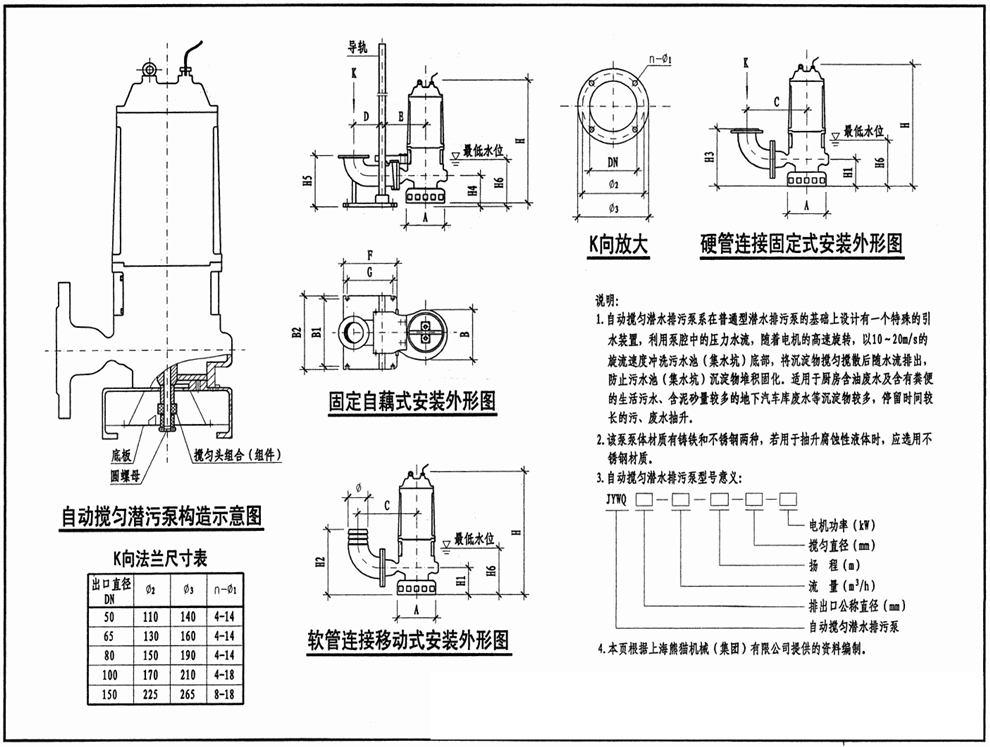 大东海泵业排污泵安装示意图